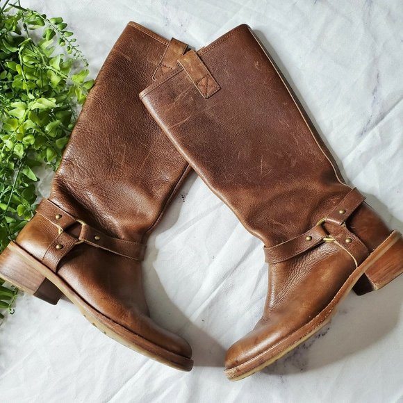 Banana Republic Shoes - Banana Republic Cognac Brown Leather Knee High Equestrian Harness Boots 7.5